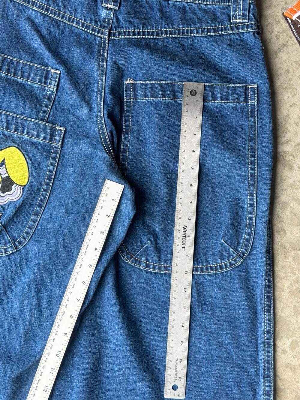 A-Lab 26 Inch Mega Wide Leg Bunny Patch Skater Jeans - Picture 8 of 14